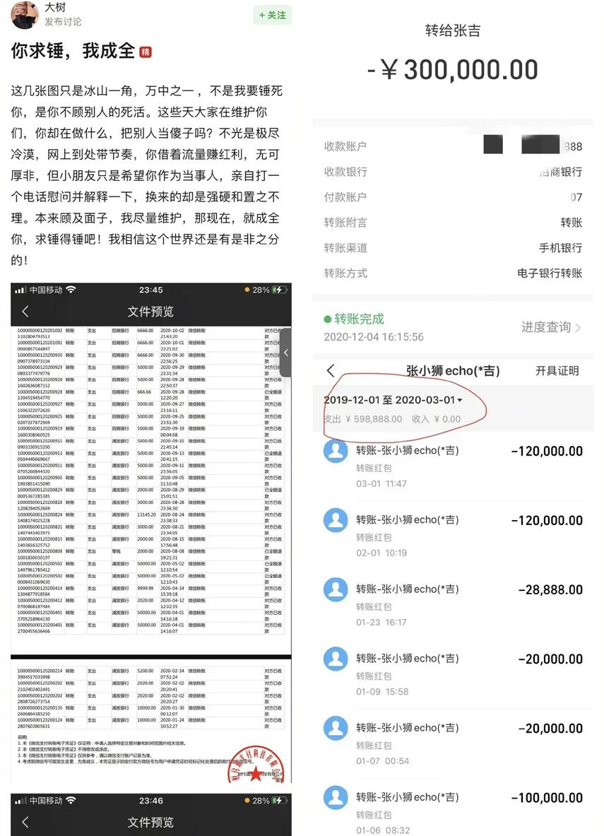 榜一大哥转账2000万，女网红张小狮回应，不是打赏而是“资助”